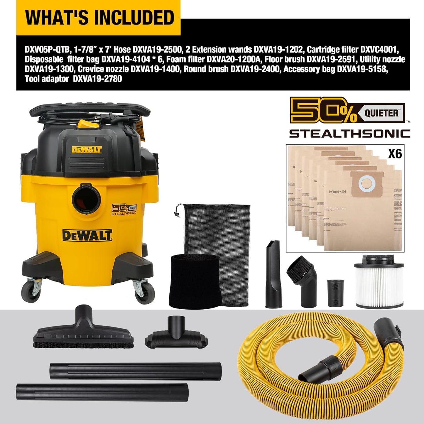 5‑Gallon Wet & Dry Vacuum DXV05P‑QTB